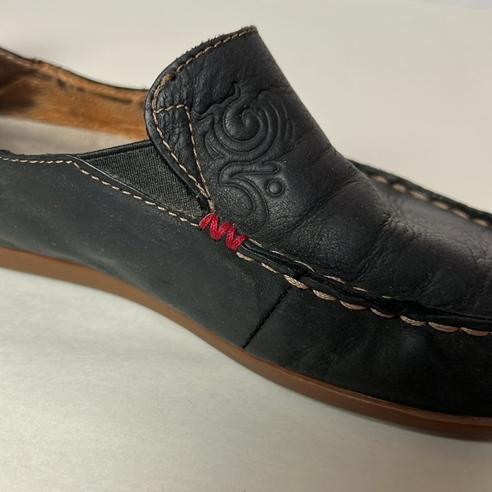 Olukai Nohea Nubuck Leather Slip On Loafer Black Size 6 - Picture 10 of 11
